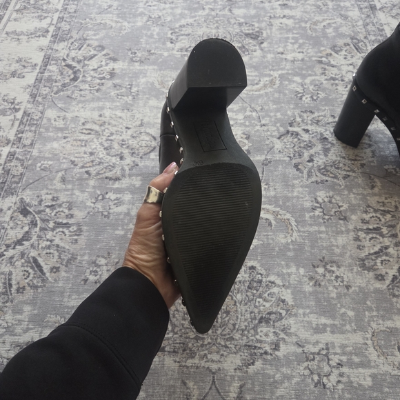 Charles By Charles David Black Ankle Boots with Studs - Picture 3 of 5